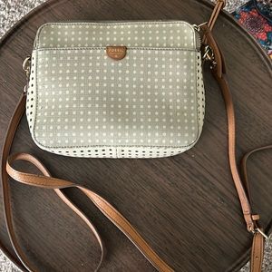 Fossil polkadot, cross bag, full leather, gold, gold hardware
